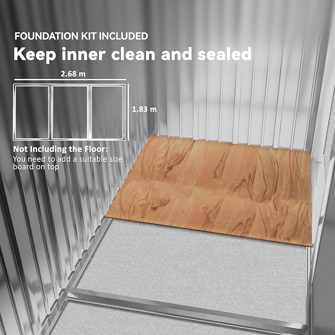 Outsunny 9' x 6' Outdoor Storage Shed, Garden Tool Metal Shed with Foundation Kit, Double Lockable Door, Air Vents and Sloping Roof, for Backyard, Patio, Lawn, Light Brown-VerdiqueGarden