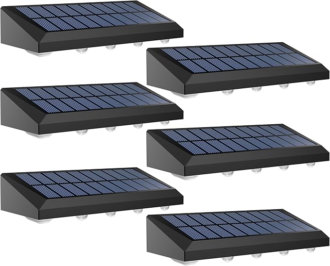 Solar Fence Lights Outdoor Waterproof IP65, 6 Pack Fence Lights Solar Powered 60 Lumens Auto On/Off Step Wall Lights Outside Decorations for Yard, Porch, Patio, Stairs, Pool, Deck, Garden- Warm Light-VerdiqueGarden
