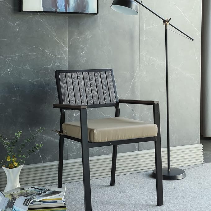 Patio Chair Cushions Non Slip Bottom Chair Pad with TiesSet of 2 Waterproof Square Outdoor Seat Cushion Replacement for Garden Swing Furniture 18x18 Inch, Light Khaki-VerdiqueGarden