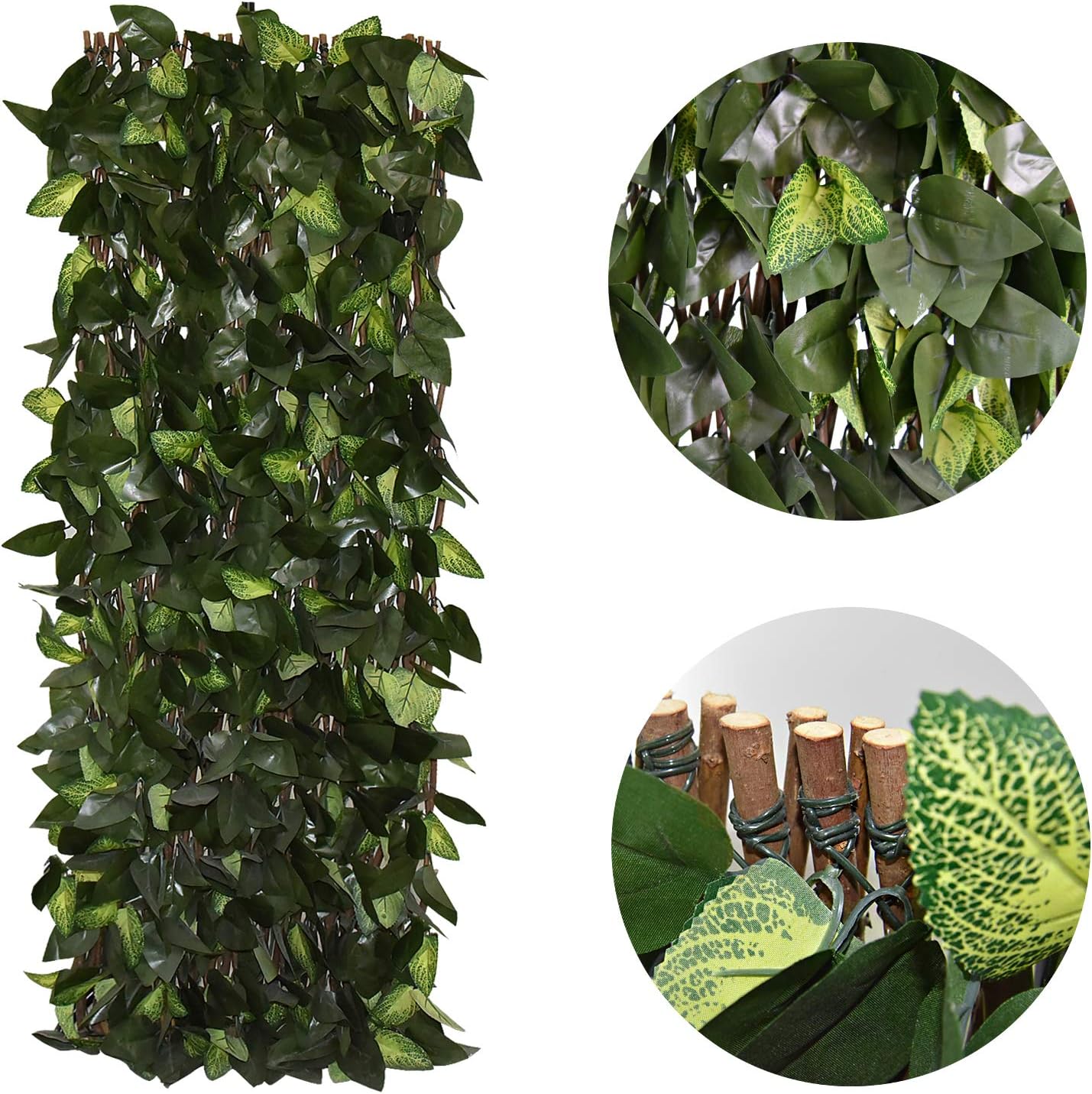 Expandable Fence Privacy Screen for Balcony Patio Outdoor,Decorative Faux Ivy Fencing Panel,Artificial Hedges (Single Sided Leaves)…-VerdiqueGarden