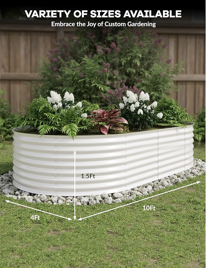 10x4x1.5ft Raised Garden Bed,Galvanized Raised Planter Boxes Outdoor with Easy Assembly, Large Garden Bed for Vegetables, Fruits, Flower,Raised Garden Bed,Beige-VerdiqueGarden