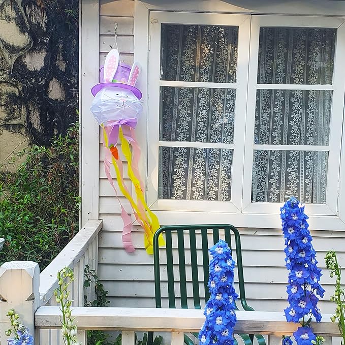 Easter Windsock Bunny Wind Socks Enduring Wind Socks for Outdoor Hanging Yard and Party Winter Festival Garden Décor 44.9 Inch-VerdiqueGarden