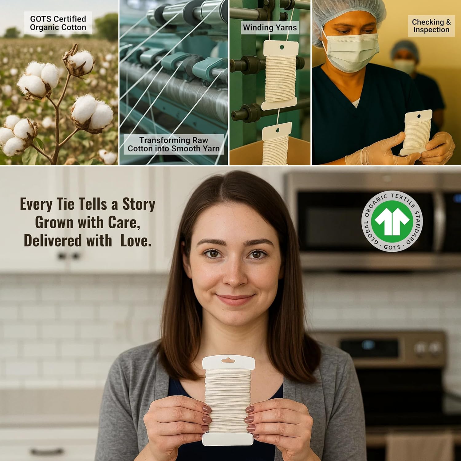 Organic Butcher’s Twine 100 Feet for Cooking & Trussing Meat– 1.2mm Heavy Duty Natural Cotton Kitchen String, Food-Safe & Oven-Safe for Turkey, Baking, BBQ & Crafts-VerdiqueGarden