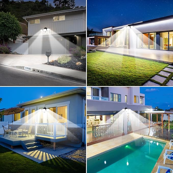 65W LED Flood Lights Outdoor, 6500LM, Waterproof, 6500K Motion Sensor Flood Lights Outdoor with Adjustable 3 Head Detected Floodlight for Outside Entryway Garage, Yard, Porch, 2Pack-VerdiqueGarden