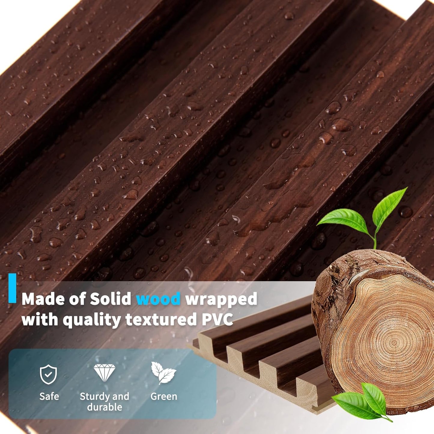 Art3d Slat Wood Wall Paneling for Interior and Ceiling Decoration - Pack of 4pcs + 1pc End-Trim, Size 108 x 5.7in.- Walnut-VerdiqueGarden