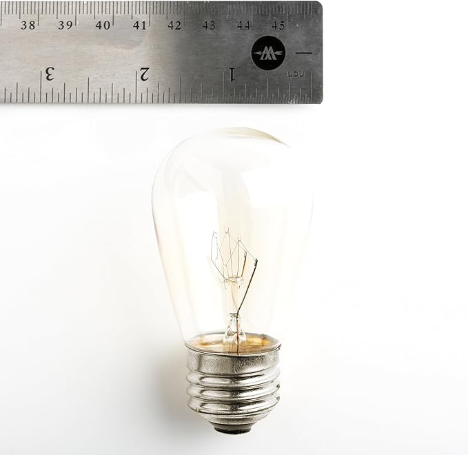 Hometown Evolution, Inc. Commercial E26 String Lights with 16 Gauge Wire (50 Foot 25 Socket, S14 11 Watt Clear Bulb)-VerdiqueGarden