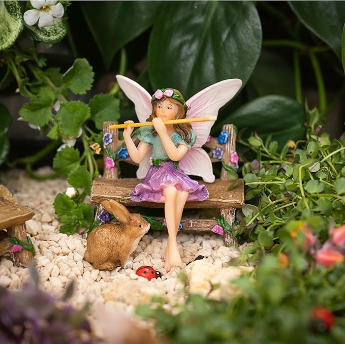 Fairy Garden Accessories Outdoor - Colorful Fairy Garden Starter Kit with a Fairy for a Garden and Miniature Furniture - 14 Piece Set-VerdiqueGarden