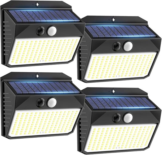 Solar Motion Sensor Fence Lights - Outdoor 4 Pack, 150 LED with 3 Modes, IP65 Waterproof, Solar Powered-VerdiqueGarden