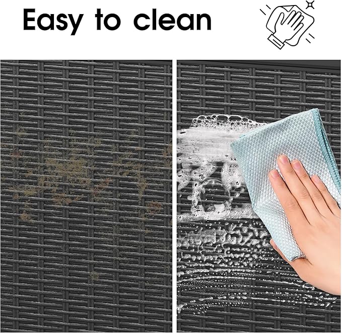 NUNU LAB 30 Gallon Waterproof Outdoor Storage Box, Lockable Resin Deck Box Bench for Patio Cushions, Garden Tools, Pool Accessories & Package Deliveries – Black-VerdiqueGarden