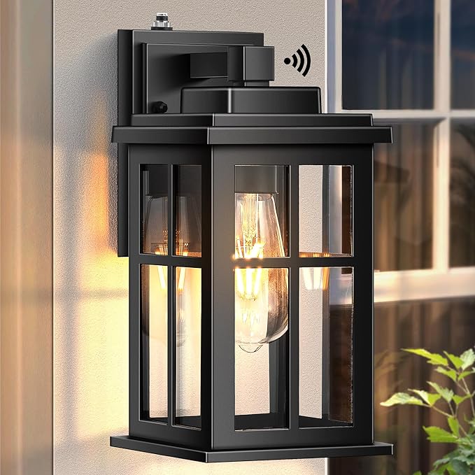 Outdoor Wall Lights Dusk to Dawn, Black Lights for House, Waterproof Exterior Lighting Fixtures, Outdoor Light Fixture with Tempered Glass for House, Porch, Garage, Doorway-VerdiqueGarden