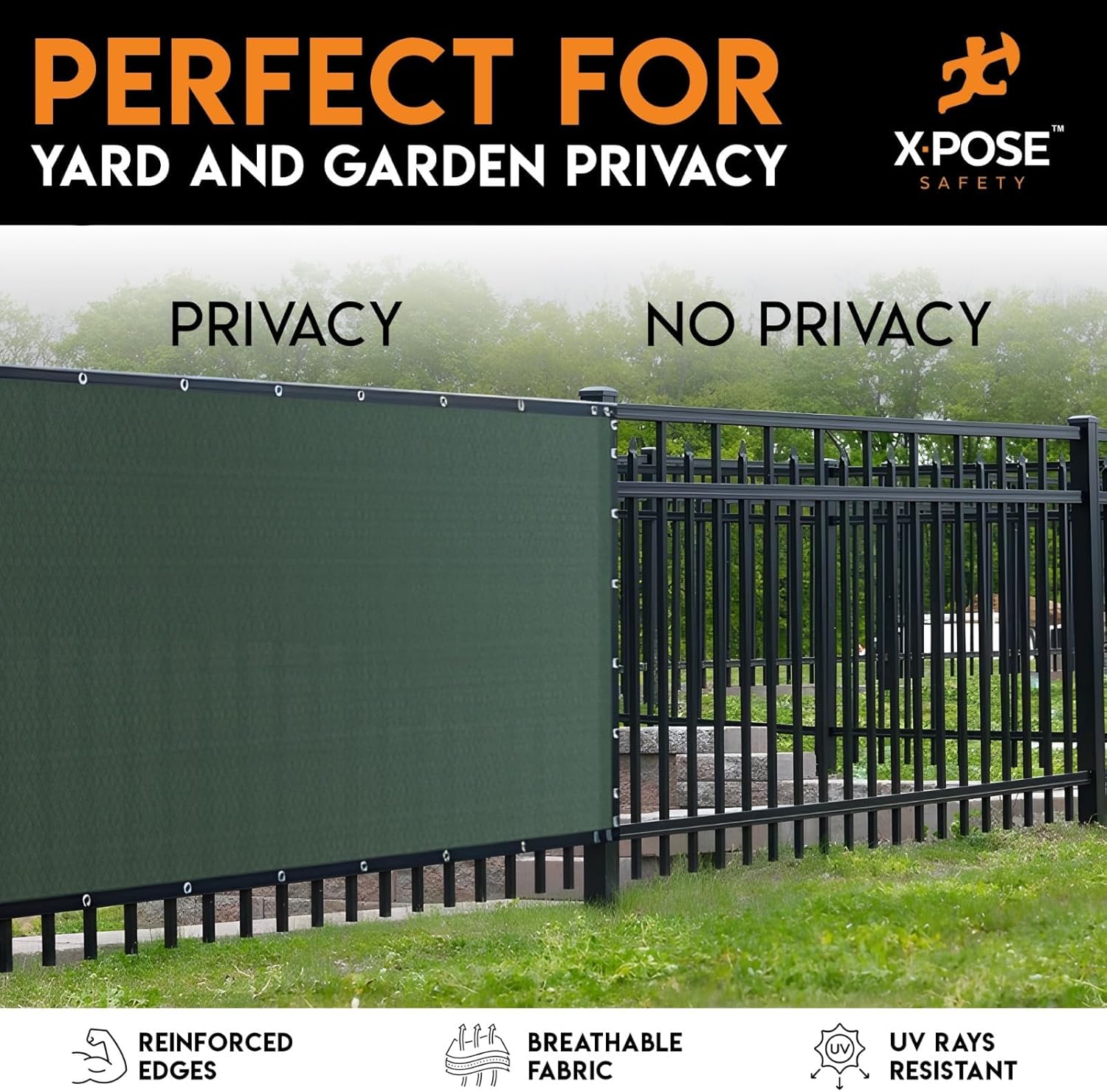 Xpose Safety Privacy Fence Screen 5’ x 50’ – Heavy Duty Green Mesh with 90% Visibility Block, UV Protection – for Garden, Yard, Nursery, Kennel, Dog Run, Greenhouse-VerdiqueGarden