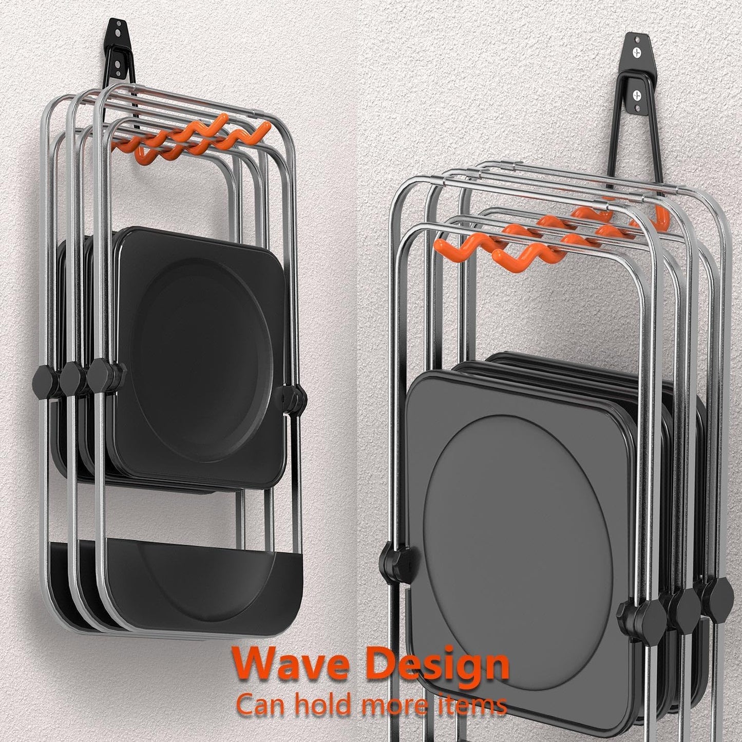 Heavy Duty Garage Hooks 4 Pack, 7.7 inch Wave Long Hanger, Wall Mounted Storage System, Power and Garden Tool Organizer, for Hanging Ladders, Bikes, Hose, Bulk Items and More-VerdiqueGarden