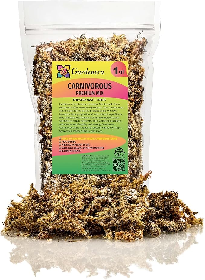 Sphagnum Moss Potting Mix for Carnivorous Plants, Moss and Perlite Blend for Potting Venus Fly Traps, Sarracenia, Pitcher Plants - 75% Sphagnum Moss + 25% Perlite - Made in USA - 3 Quart-VerdiqueGarden
