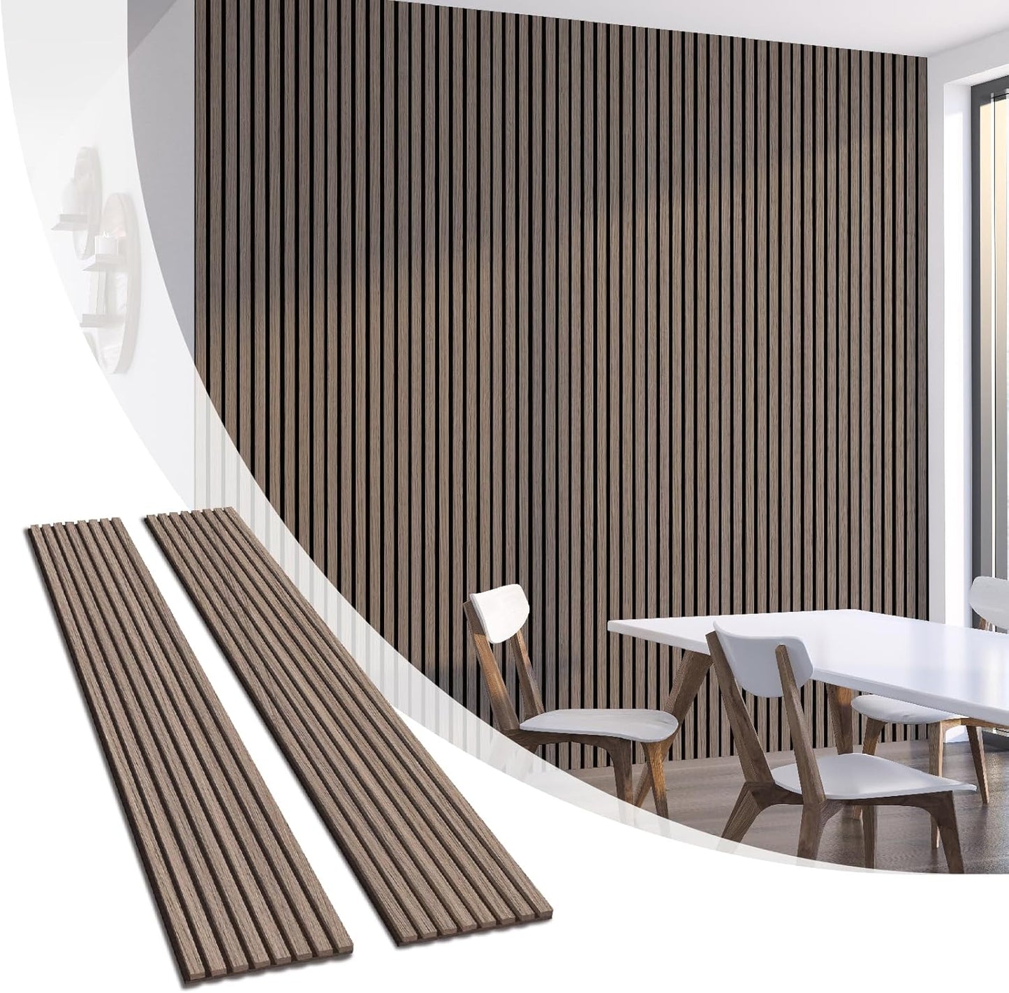 Olanglab Wood Slat Wall Panels, Wooden Acoustic Wall Panels, 94.5"x12.6" Each 3D Wall Panels for Interior Wall Decor, 2 Pack in Total 94.5"x25.2" (Dark Walnut)-VerdiqueGarden