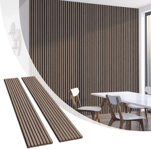 Olanglab Wood Slat Wall Panels, Wooden Acoustic Wall Panels, 94.5"x12.6" Each 3D Wall Panels for Interior Wall Decor, 2 Pack in Total 94.5"x25.2" (Dark Walnut)-VerdiqueGarden