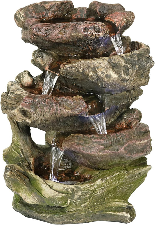 Sunnydaze Tabletop Water Fountain - Relaxing Indoor Desktop Water Feature - Rock Fountain with LED Lights - Office, Bedroom, Living Room-VerdiqueGarden