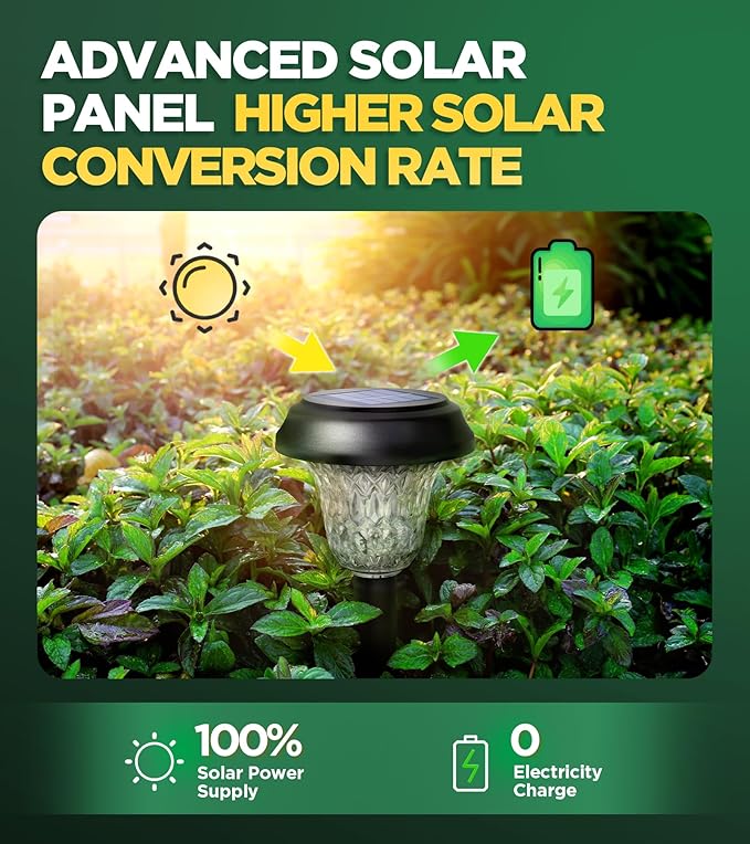 10 Pack Ultra Bright Solar Lights Outdoor Waterproof, from Dusk to Dawn Up to 12H Solar Light for Outside, Auto On/Off Solar Powered Garden Pathway Lights, Landscape Lighting (Cold White)-VerdiqueGarden