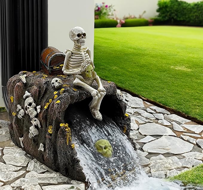 Luminous Skeleton Sculpture Gutter Downspout Extender,Garden Statue Ornament,Decor Downspout Diverter,Perfect Rain Diverter for 3"x4" Downspouts, Eco-Friendly Resin,Perfect Outdoor Decor Gift-VerdiqueGarden