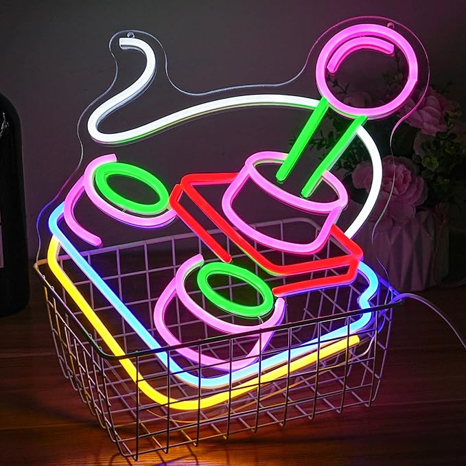 Alkkign Gamer Neon Sign for Wall Decor Game Controller Neon Signs Gaming Neon Light for Gamer Room Decor Game LED Sign for Teen Boys Room Gaming Room Decoration-VerdiqueGarden