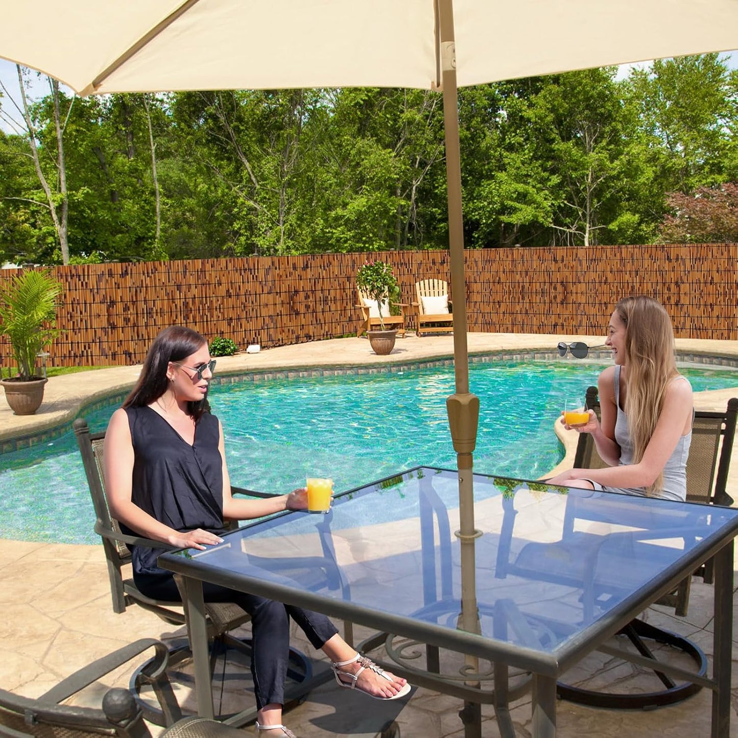 Bamboo Reed Fencing, Light Russet Bamboo Fence Rolls 6 Feet High, Decorative Privacy Screen Reed Curtains for Patio Balcony Garden Backyard Outdoor, 6 x 16 FT-VerdiqueGarden