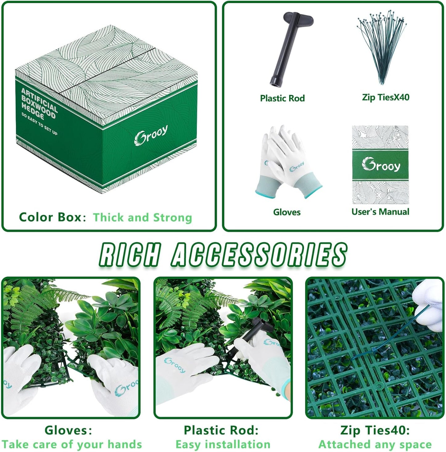 Artificial Boxwood Panels, Grass Wall Panels 20"x20"(16pcs), Privacy Hedge Fence Screen with UV Protection, Fake Greenery Backdrop for Indoor Wedding and Outdoor Garden Backyard-VerdiqueGarden