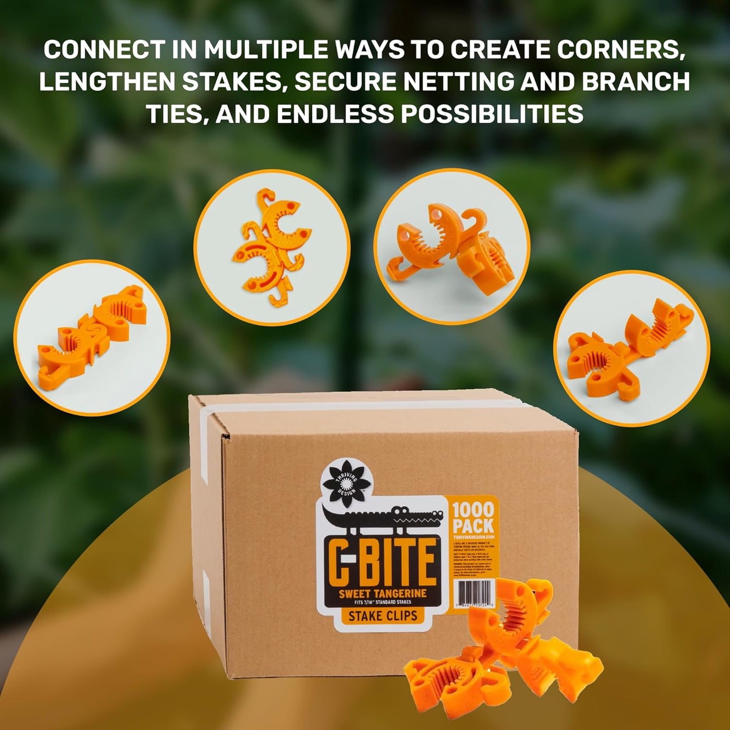 Plant Support Clips for Trellis, Garden Stakes, Wire Fence, Climbing Plants, Indoor Gardening, Hydroponics Systems, and Vines | Durable Gardening Clips (Tangerine Orange - 1,000 Pack)-VerdiqueGarden