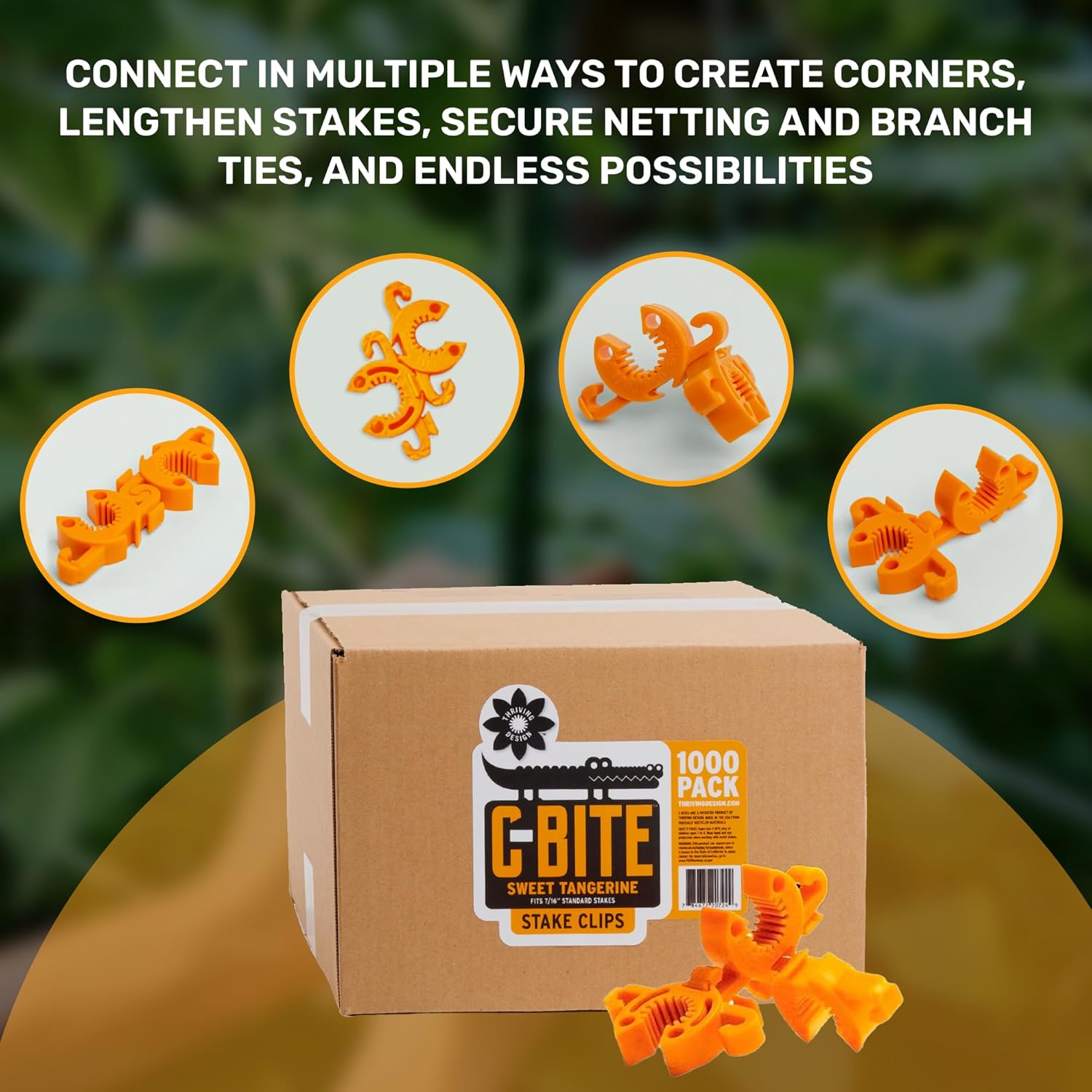 Plant Support Clips for Trellis, Garden Stakes, Wire Fence, Climbing Plants, Indoor Gardening, Hydroponics Systems, and Vines | Durable Gardening Clips (Tangerine Orange - 1,000 Pack)-VerdiqueGarden