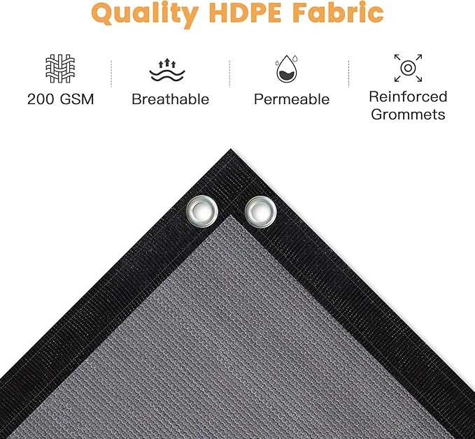 VICLLAX Shade Fabric Sun Shade Cloth with Every 2 FT Grommets for Patio Garden Pergola Cover Canopy 4x10 FT, Grey-VerdiqueGarden