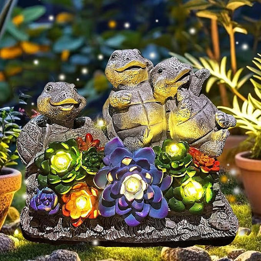Solar Turtle Garden Statues Outdoor Decor- Birthday Gift for Mom from Daughter, Tortoise Figurine Garden Decor for Outside Yard Art for Housewarming Gift-VerdiqueGarden