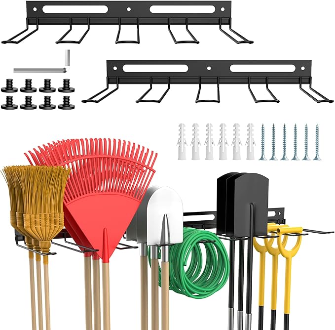 Garage Wall-Mounted Rack, Tool Storage Rack, Shed Shelf, Garden Tool Rack, Hanging Storage Rack for Yard Tools, for Suncast Shed Accessories (2-Pack)-VerdiqueGarden