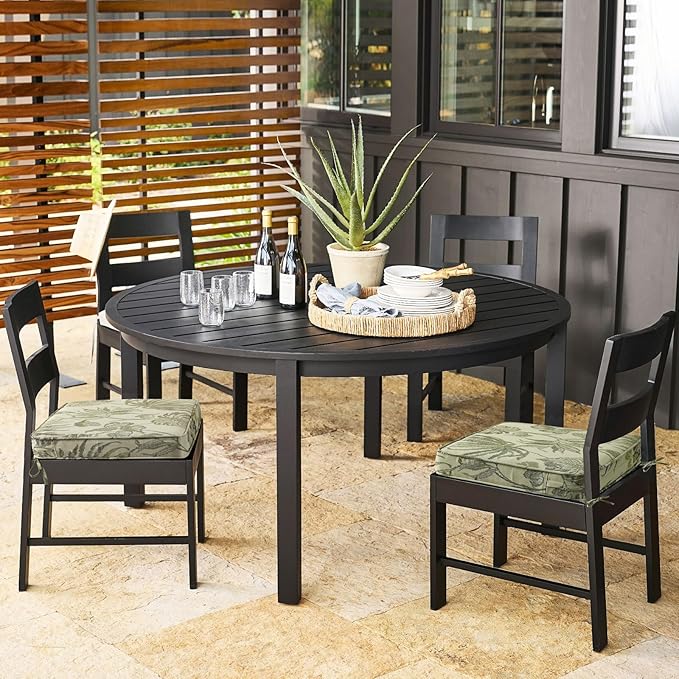 Outdoor Square Corner Seat Cushion, 18.5"x16"x3", Set of 4, Non Slip Seat Cushion Pads with Removable Cover for Patio Furniture, Garden Yard Lawn, Dark Green Vine-VerdiqueGarden