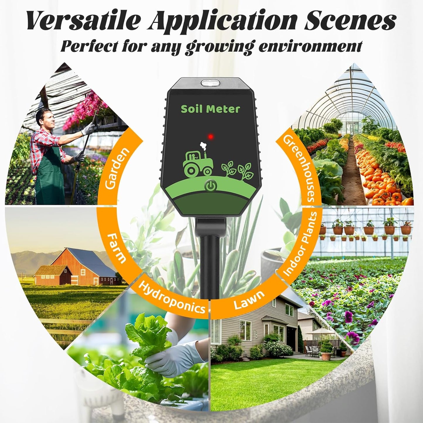 Smart Soil pH Tester Digital Soil Moisture Tester 8 in 1- pH, EC, Moisture, Fertility, Salinity, Sunlight, Humidity, Temperature Monitor Soil Test Kit for Garden, Lawn, Hydroponics-VerdiqueGarden