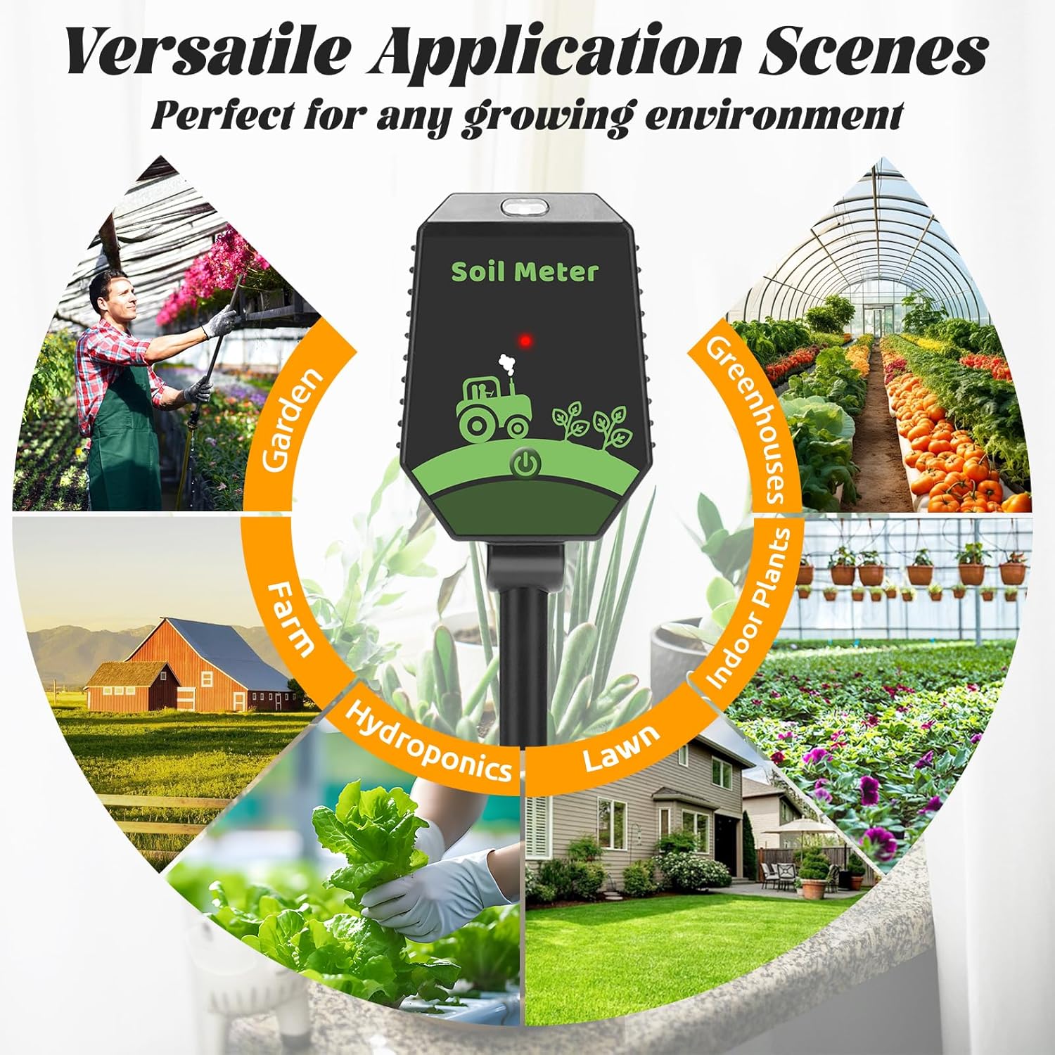 Smart Soil pH Tester Digital Soil Moisture Tester 8 in 1- pH, EC, Moisture, Fertility, Salinity, Sunlight, Humidity, Temperature Monitor Soil Test Kit for Garden, Lawn, Hydroponics-VerdiqueGarden