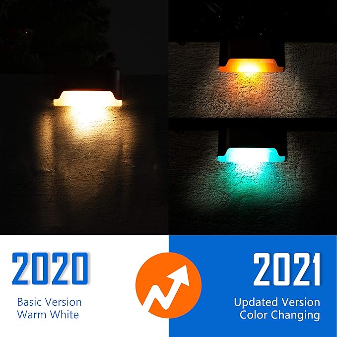 SOLPEX Color Changing Solar Deck Lights, 16 Pack Waterproof LED Lights for Decks,Stairs,Fences,Yards and Patios-VerdiqueGarden