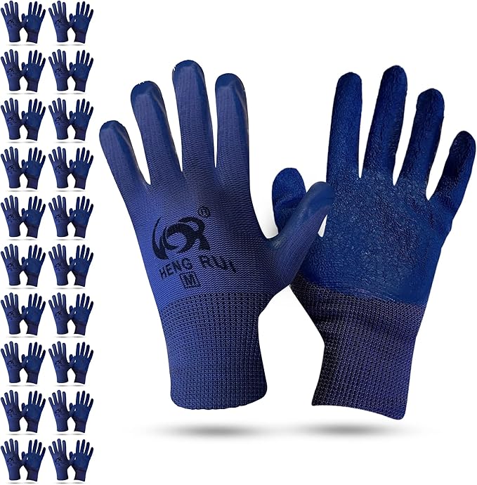 10 OR 20 Pairs Work Gloves–Heavy Duty Rubber Coated Safety Work Gloves–Multipurpose Gloves-VerdiqueGarden