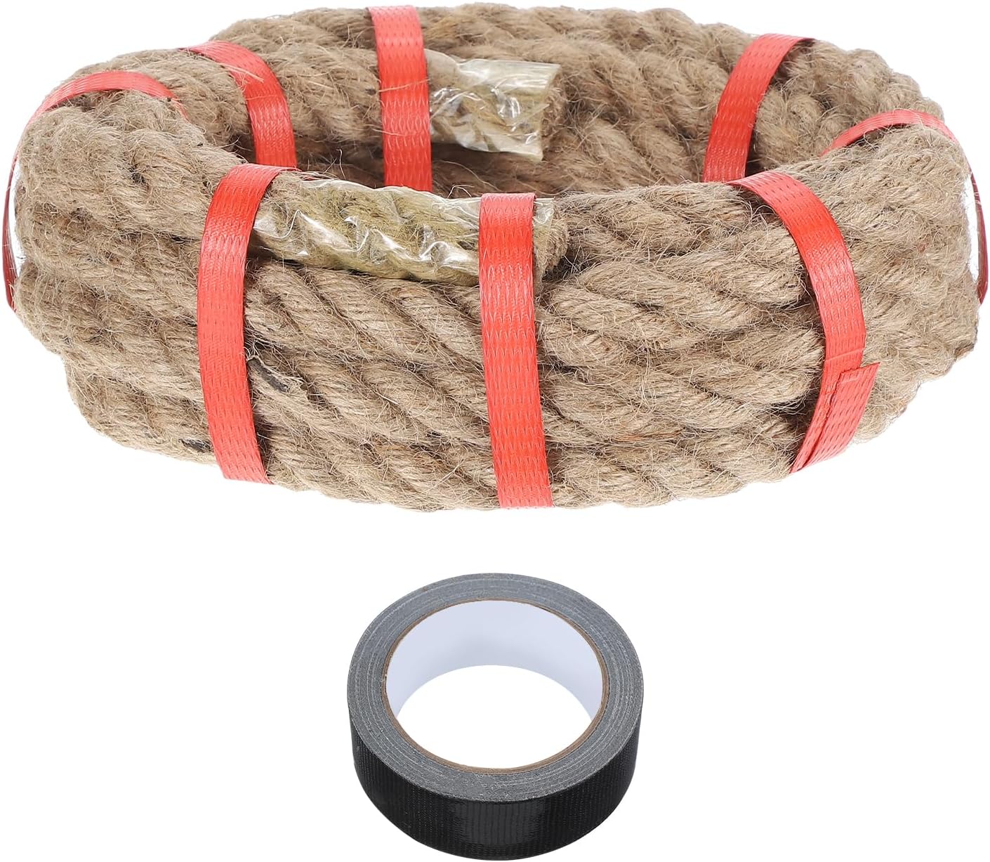 MECCANIXITY Jute Rope 0.8 Inch x 10ft, Thick Twine Rope Ropes Braided Jute Twine Natural Brown Burlap Cord String Heavy Twisted with Tape for Decorative Crafts Railing Swing Tug of War-VerdiqueGarden