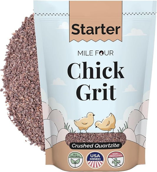Chick Grit for Baby Chicks - Chickens Age 0-8 Weeks, 100% Natural Mineral Chick Grit Quartzite, Poultry Grit Digestive Aid, USA Mined, 4 lbs-VerdiqueGarden
