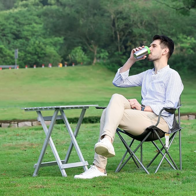 SUNNYFEEL Folding Camping Table - Lightweight Aluminum Portable Picnic Table, 18.5x18.5x24.5 Inch for Cooking, Beach, Hiking, Travel, Fishing, BBQ, Indoor Outdoor Small Foldable Camp Tables-VerdiqueGarden