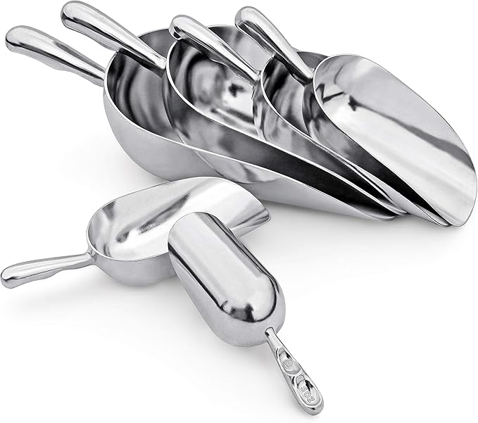 New Star Foodservice 34509 One-Piece Cast Aluminum Round Bottom Bar Ice Flour Utility Scoop, 5-Ounce, Silver (Hand Wash Only)-VerdiqueGarden