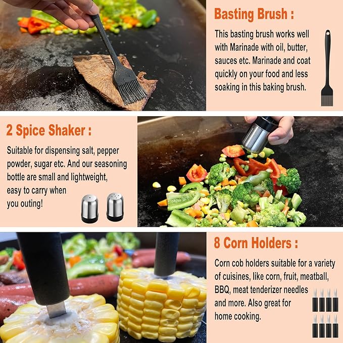 38PCS Griddle Accessories Kit, Professional Grill Tools Set for Outdoor Barbecue, Stainless Steel Griddle Spatula Set with Tongs, Smash Burger Press, Carry Bag, Perfect Grilling Gifts-VerdiqueGarden