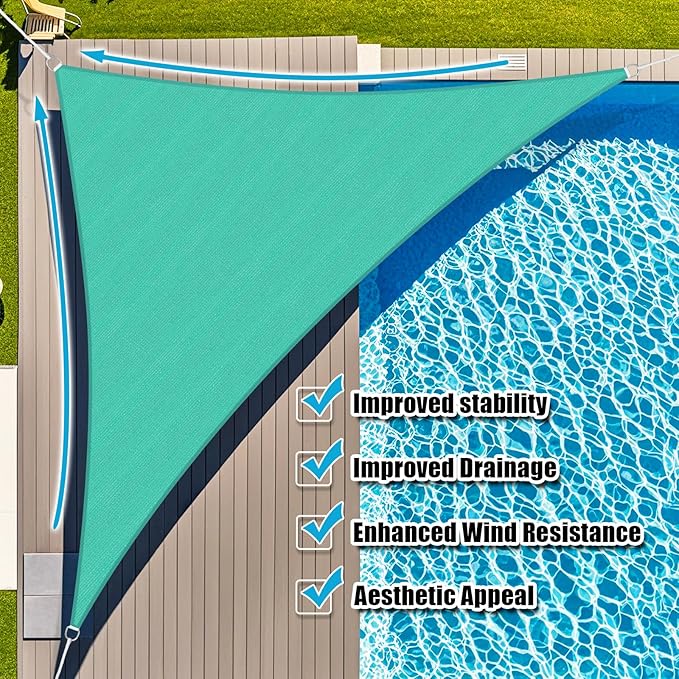 Amagenix Sun Shade Sail 7'X10'X12' Curved Edge Outdoor Shade Canopy Turquoise Breathable 95% UV Block Shade Cloth for Patio Garden Backyard (We Make Custom Size)-VerdiqueGarden