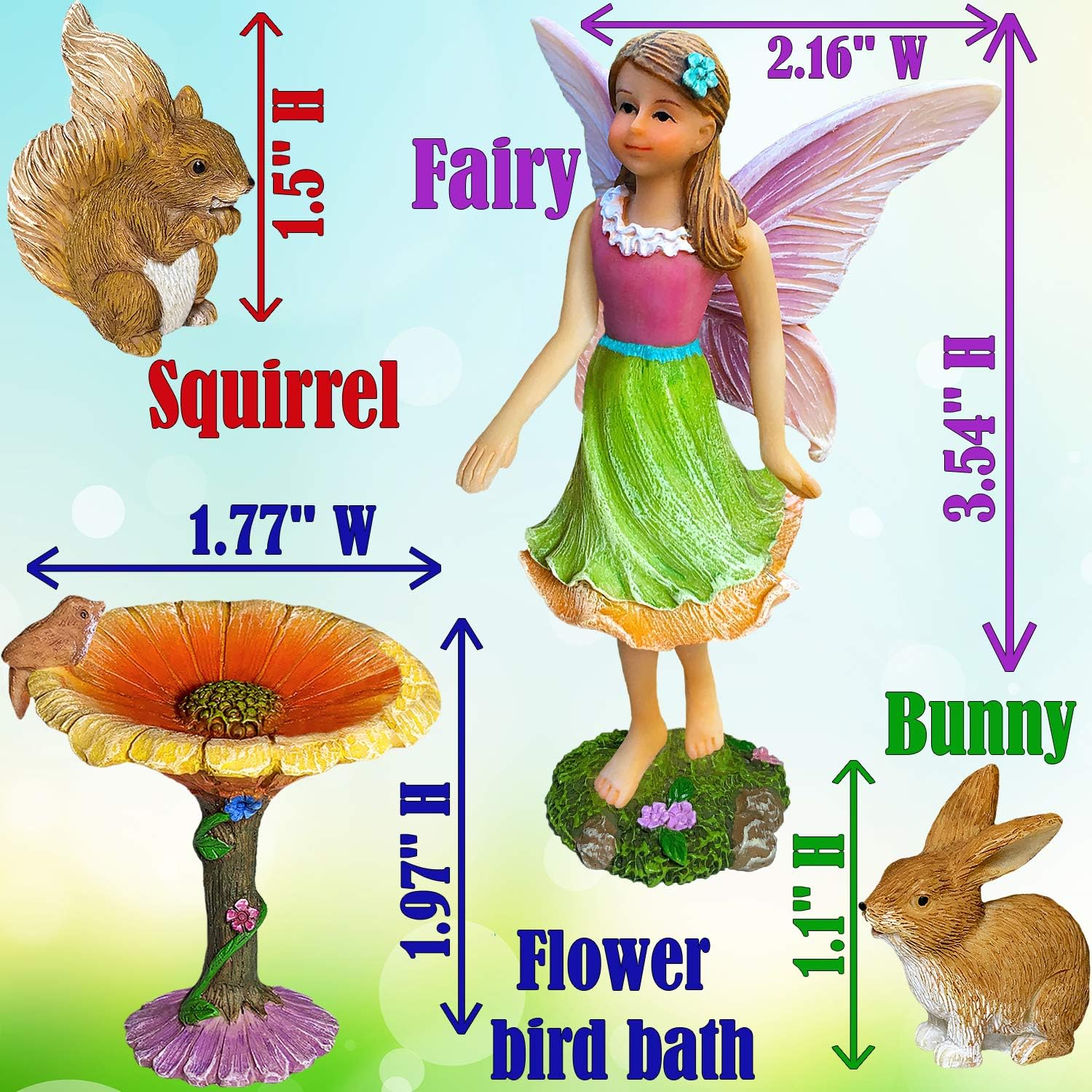 Mood Lab Fairy Garden Kit - Miniature Figurines & Accessories - Flower Set of 4 pcs - for Outdoor or House Decor-VerdiqueGarden