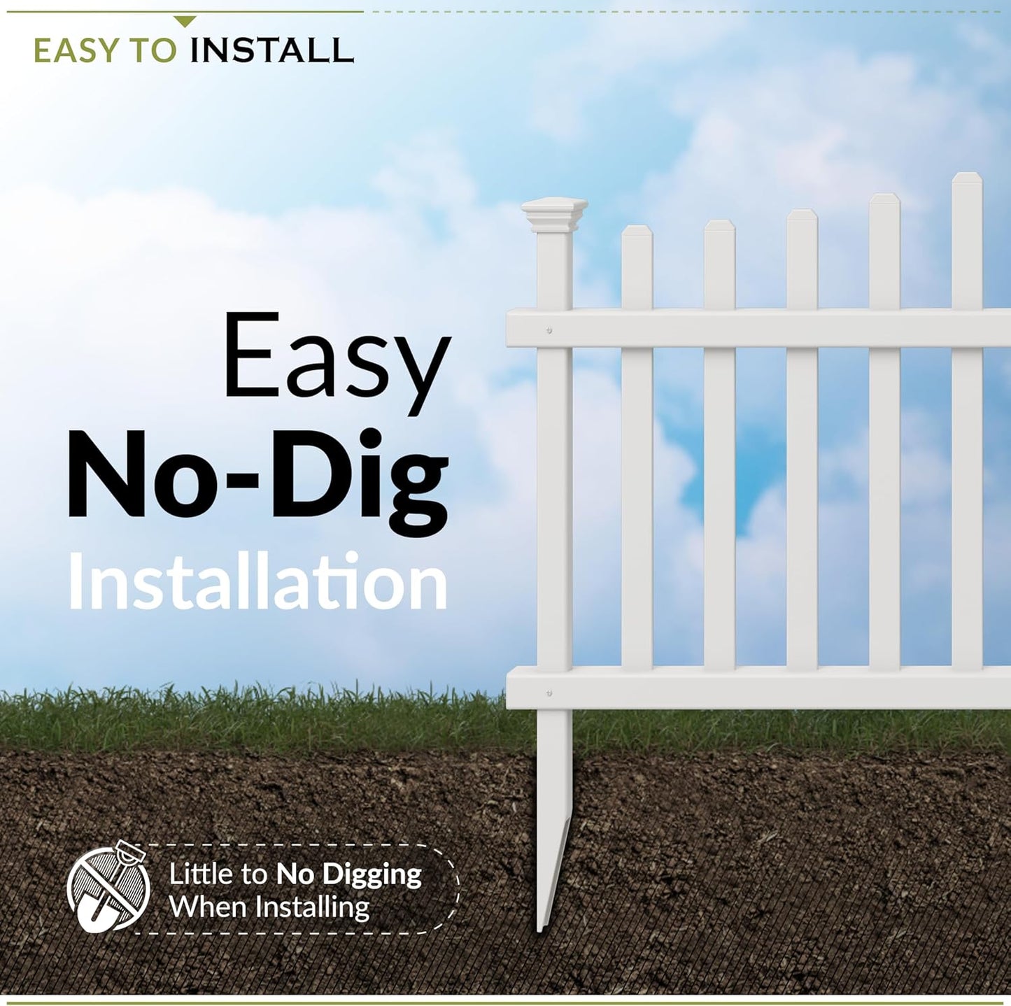 30in H x 40in W (2 Panels) No Dig Zippity Ashley Corner Vinyl Picket Fence, Garden Fence Border, Decorative Fence For Garden, White Vinyl Panels for Backyard, Patio & Yard, ZP19007-VerdiqueGarden