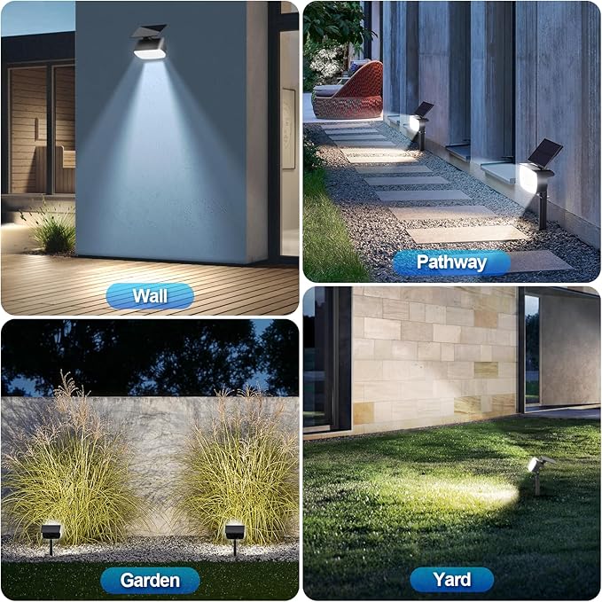 108 LED Solar Spot Lights Outdoor, Solar Lights Outdoor IP65 Waterproof, 3 Modes Solar Landscape Spotlights, Large Solar Panel Solar Powered Lights for Garden Yard Pathway(Cool White/4 Pack)-VerdiqueGarden