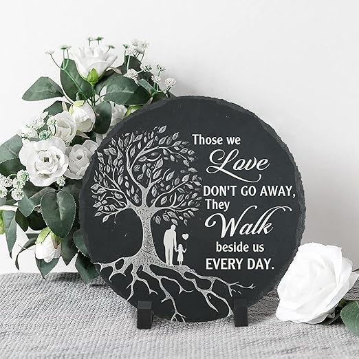 Memorial Stone Man and Child, Dad Memorial Gifts for Daughter, Memorial Gifts for Loss of Father, in Memory of Dad Garden Slate Stone, Sympathy Gift for Loss of Dad Memorial Plaque TNA3-VerdiqueGarden