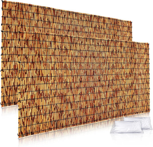 Reed Fencing Rolls,Patio Privacy Screen,Decorative Bamboo Fence Rolls for Patio Balcony Garden Backyard Outdoor,5x16FT(2Pcs)-VerdiqueGarden