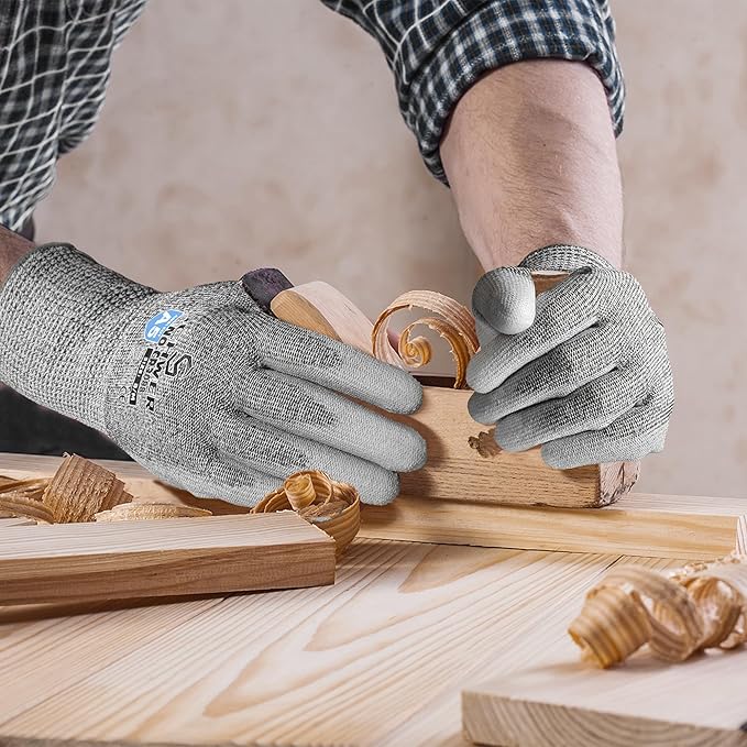 240 Pairs ANSI A5 Cut Resistant Work Gloves, Cut Proof Gloves with PU Coating, Used for Metal Fabrication, WoodWorking, Construction, Non Slip, Durable, S, CR3088-VerdiqueGarden