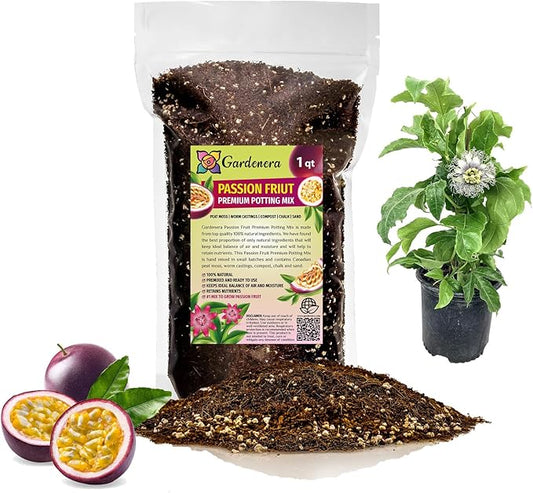 Premium Passion Fruit Potting Soil Mix - Perfect Balance of Nutrients, Drainage, and Aeration for Thriving Passion Fruit Vines - 1 Quart-VerdiqueGarden