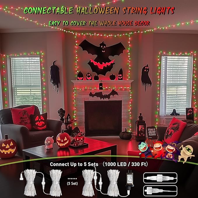 JMEXSUSS 200 LED Red and Green Christmas Lights Outdoor, 66ft String Lights Indoor Clear Wire Plug in for Bedroom Party Christmas Tree Decorations-VerdiqueGarden