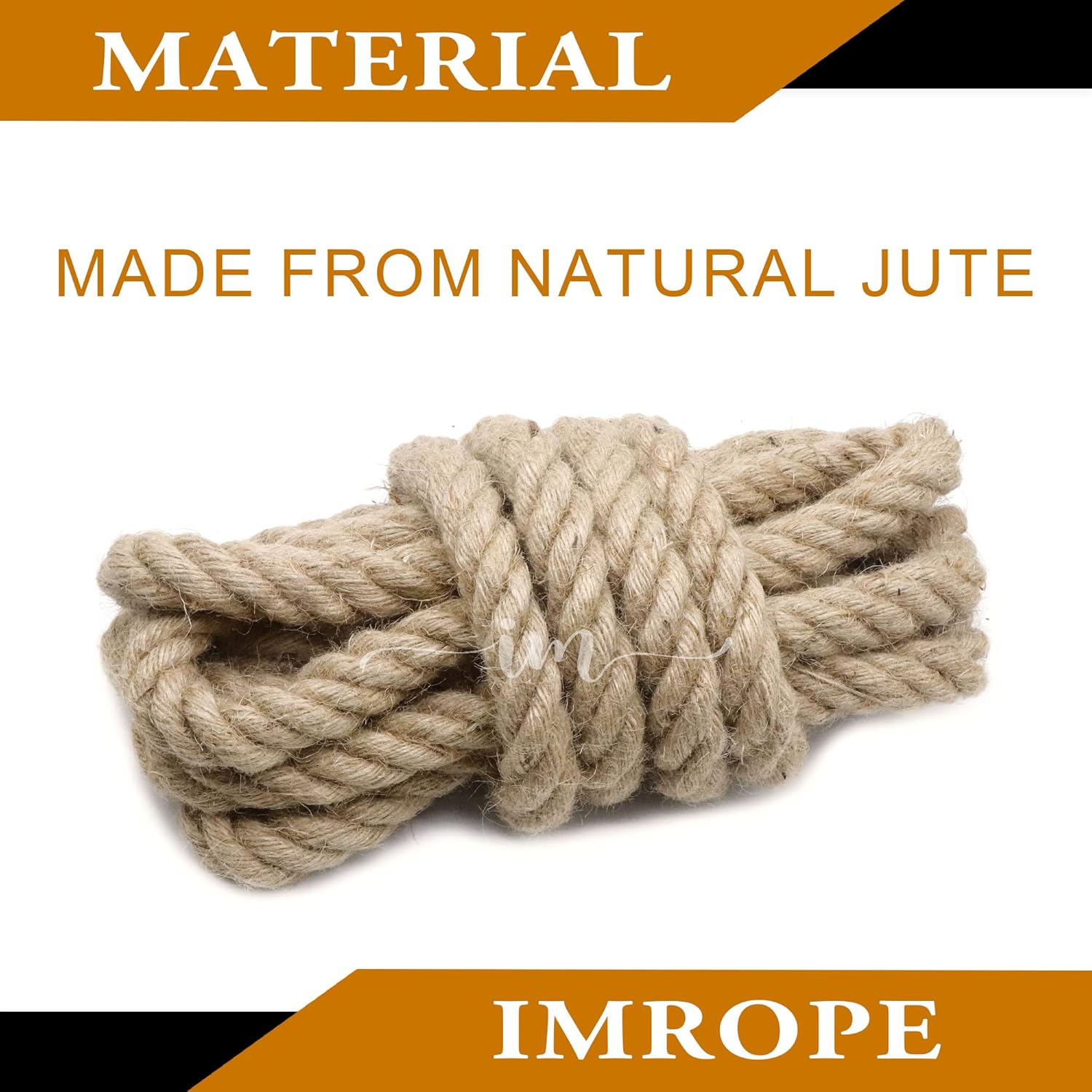 Jute Rope 1 Inch x 20 Ft, IMROPE Natural Jute Rope Twisted 4 Strands for DIY Arts Crafts, Garden, Home Decorating, Hammock-VerdiqueGarden